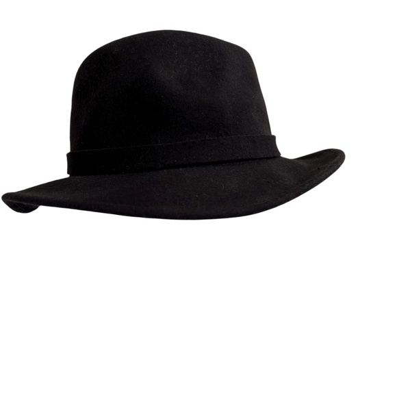 All Saints Hat Black Wide Brim Wool Bronson Fedora Size M/L - Picture 4 of 10